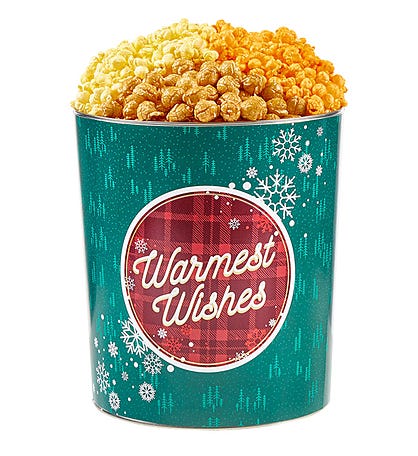 Cozy Holiday 3 1/2 Gallon 3 Flavor Popcorn Tin